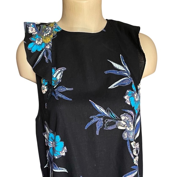 FREE PEOPLE Summer in Tulum Tunic Top Ruffle Floral Black Size Medium - Picture 4 of 15